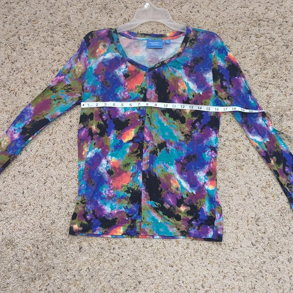 Vera Wang long sleeve tie dye multicolor top medium - Picture 3 of 7